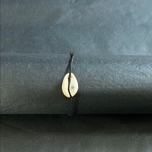 Shell Bracelet with Black Cord and Jewel